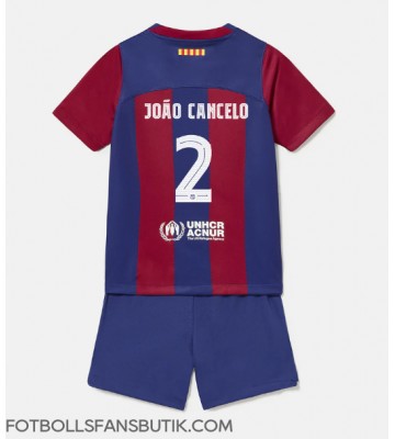 Barcelona Joao Cancelo #2 Replika Hemmatröja Barn 2023-24 Kortärmad (+ Korta byxor)